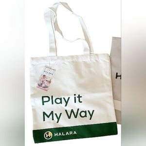 HALARA White and Green Tote Bag